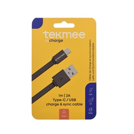 Tekmee Sort USB-C-kabel 1m flat